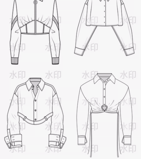 服装款式图ai矢量线稿 效果图/ai款式图...