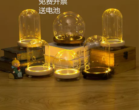 永生花玻璃罩钟表手办手模工艺品软陶人偶防尘...