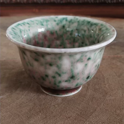 豇豆红压手杯 全手工,高温原矿釉 无瑕,不...