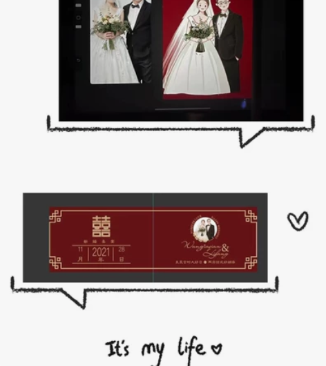婚礼小头像绘画和相关请柬设计，30元起，需...