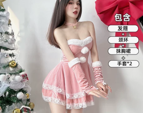 音沫然:红色战袍!兔女郎cos服圣诞节服装...