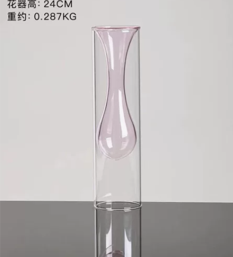 玻璃花瓶透明插花水养摆件轻奢轻奢简约迷你小...
