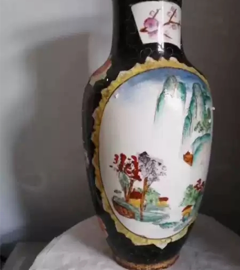 手绘老花瓶大花瓶全品！ 高36.5！粗犷大...