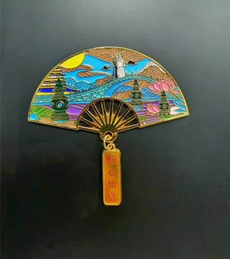 杭州西湖金属扇形冰箱贴~烟雨江南美如画,人...