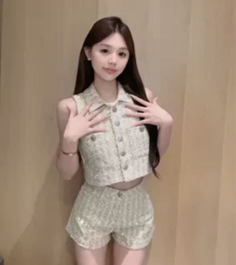 亮片气质高级感小香背心上衣百搭短裤千金两件...