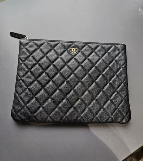 chanel/香奈儿 黑色牛皮双c菱格纹链...