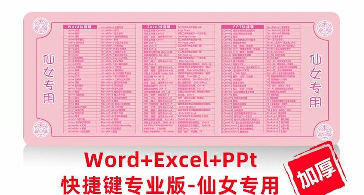 粉色小仙女鼠标垫键盘垫加厚大号办公快捷键列...