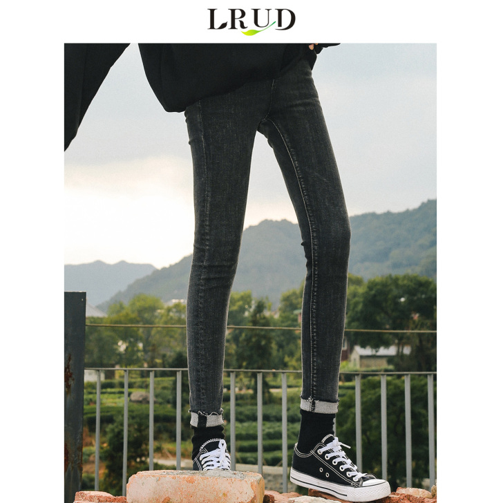 LRUD牛仔裤2018秋装新款女韩版高腰显...