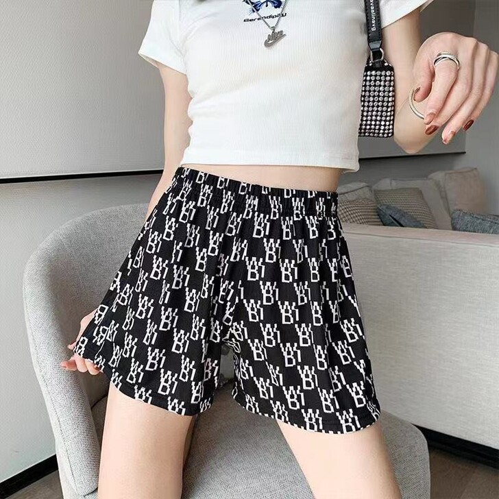网红字母印花短裤女百搭夏季韩版高腰显瘦潮流...