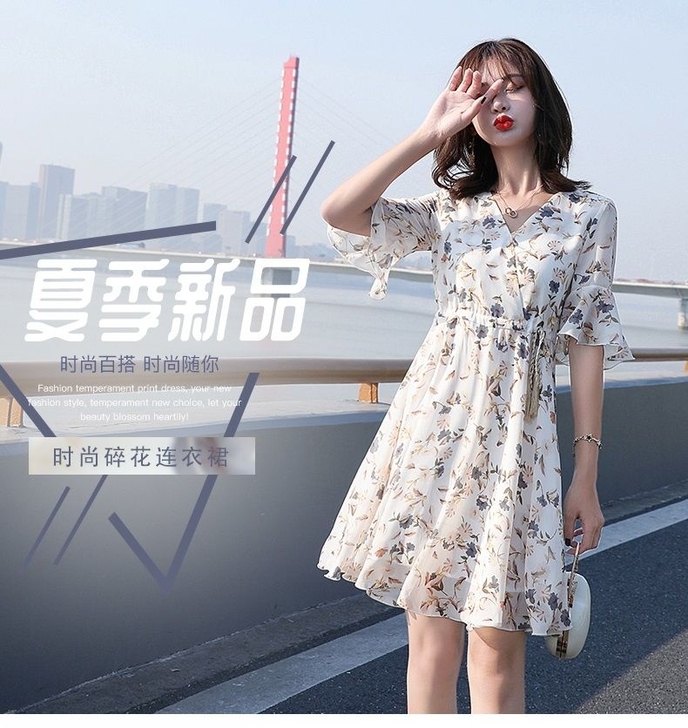 连衣裙女夏2021新款学生韩版小清新显瘦雪...