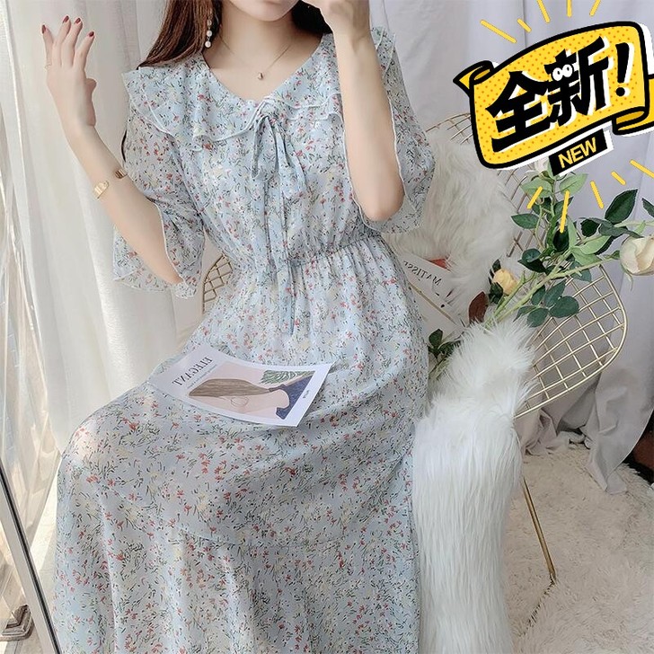 【全新包邮清仓】淑女碎花连衣裙女夏收腰显瘦...
