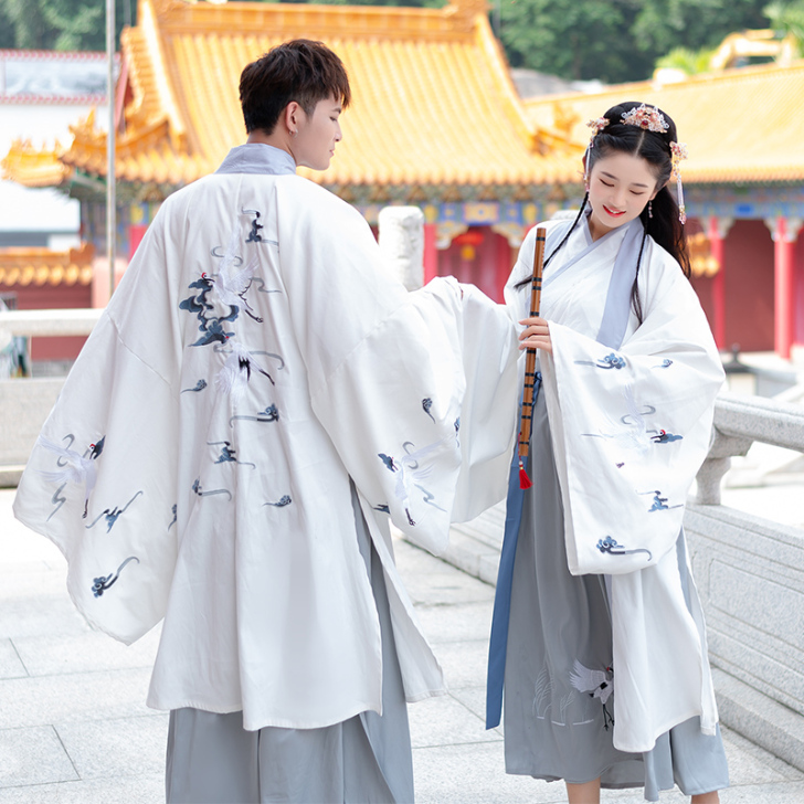中国风仙鹤情侣汉服男款夏季正版原创中国魏晋...