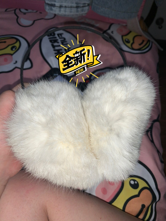 奶白色纯兔毛耳罩,特别保暖,特别柔特别顺,...