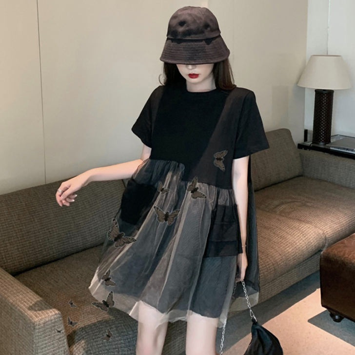 黑色连衣裙女2021新款夏季高腰设计超仙森...
