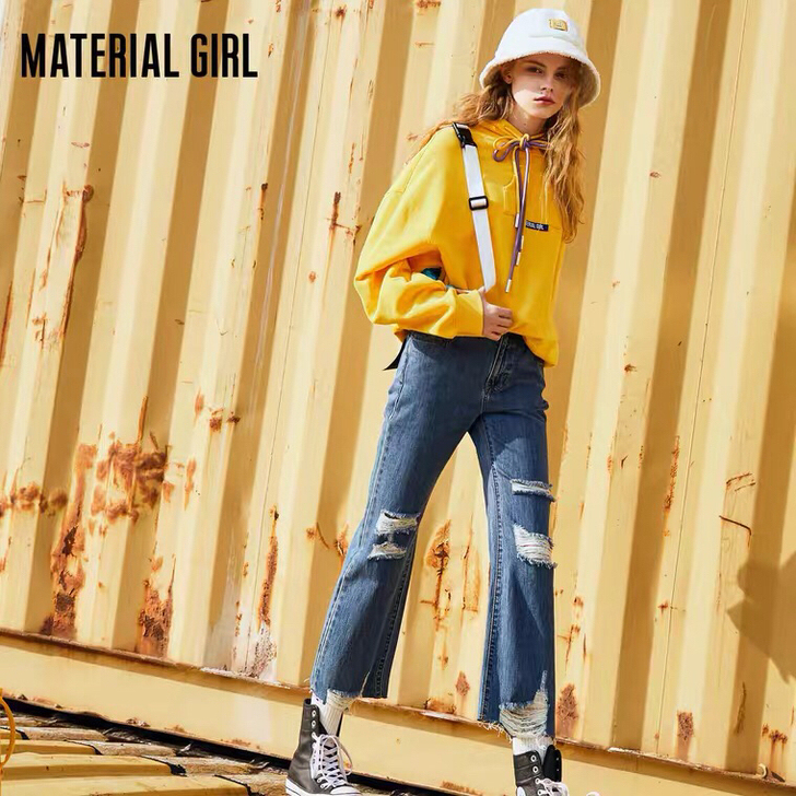 materialgirl 牛仔裤 破洞 s...