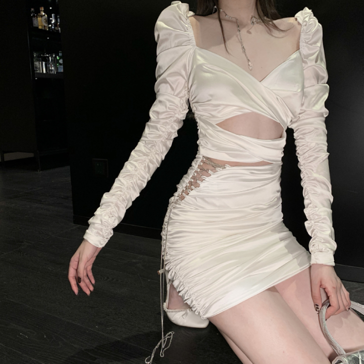 性感气质长袖包臀连衣裙仙女春夏季显瘦202...