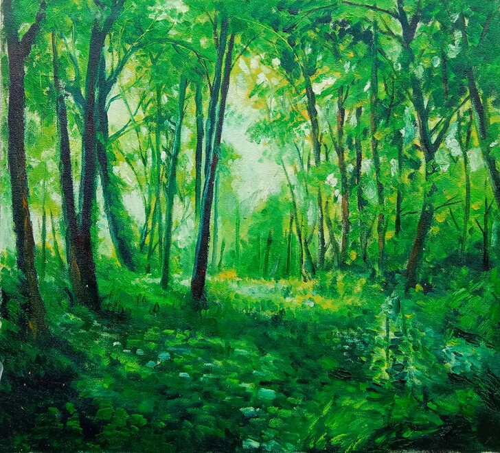 树木森林自然风景装饰画 ,油画布手绘油画,...