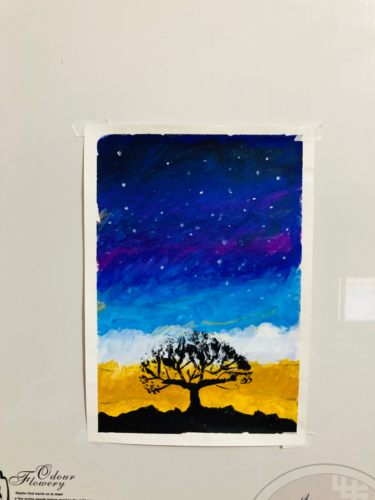水粉画星空作品哦,色彩还不错哈 8k水粉...