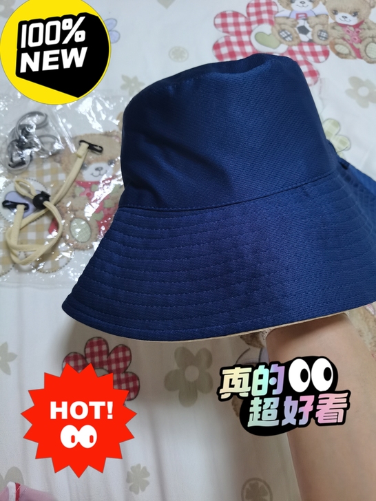 全新！可双面戴的渔夫帽，带双色挂带，实物颜...