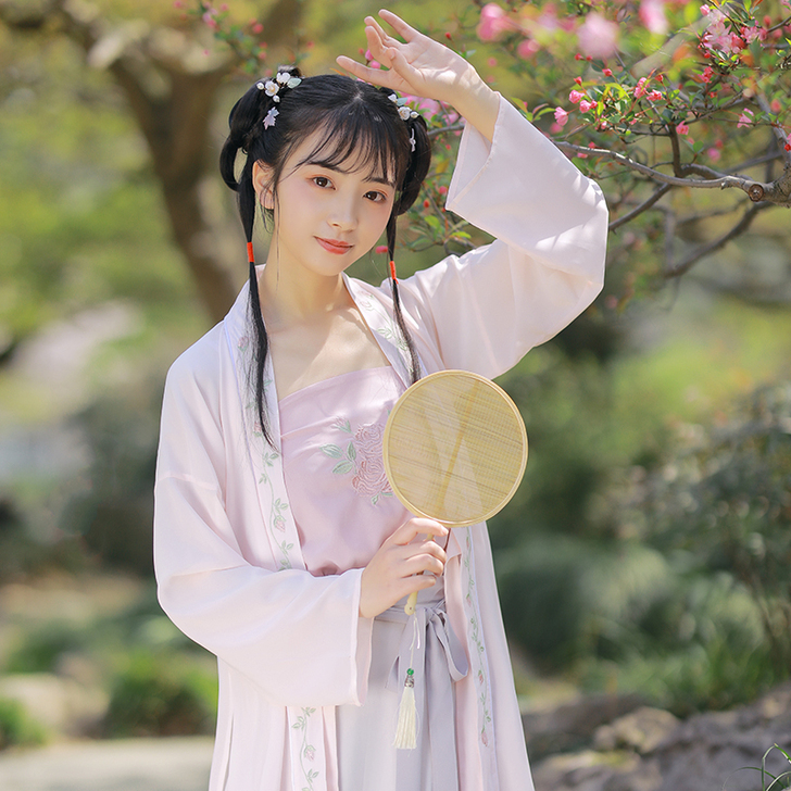 池夏初见:蔷薇原创改良汉服宋制宋裤褙子春季...