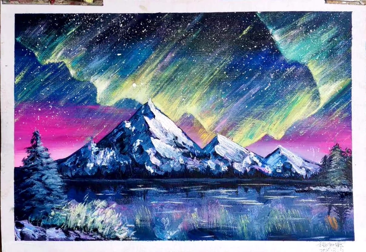 水粉画作品。