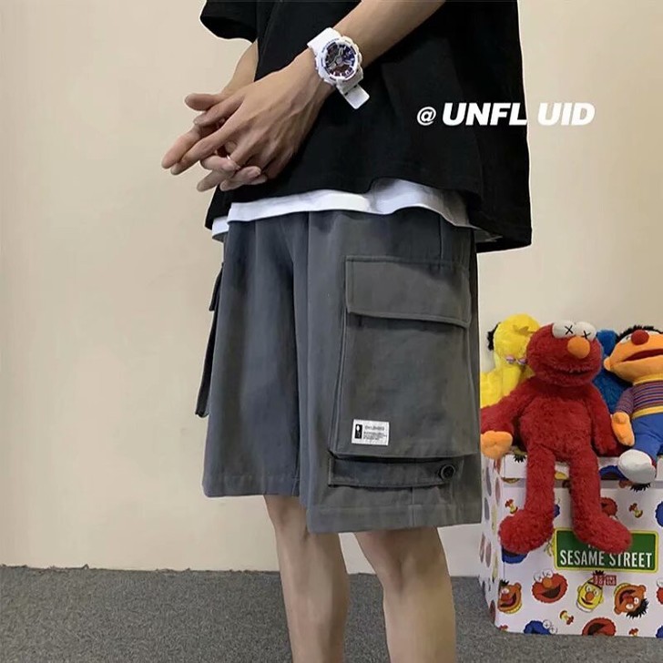 工装短裤男夏季外穿潮牌百搭五分裤ins港风...