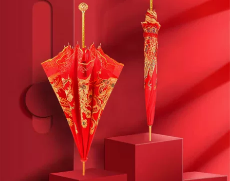 婚伞中国风结婚红伞出嫁婚礼红色伞新娘出门伞...