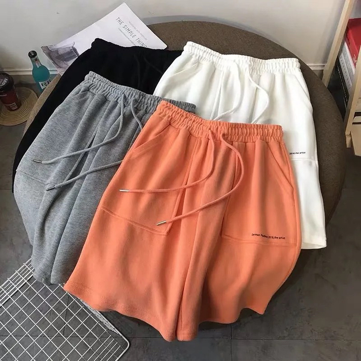 运动短裤女夏季宽松高腰直筒五分裤