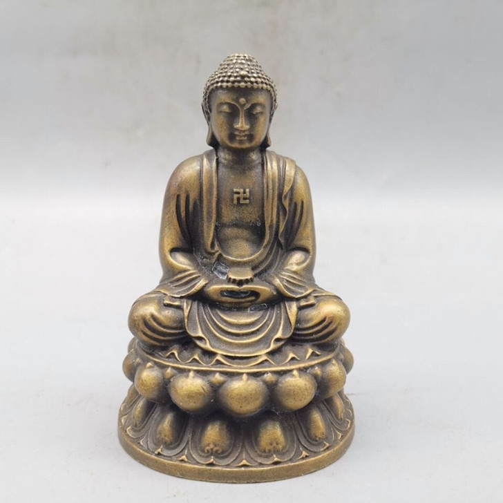 仿古老货铜佛祖摆件黄铜保真微雕大日如来佛铜...