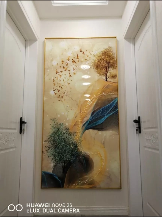 镶钻晶瓷轻奢玄关装饰画客厅背景挂画走廊过道...