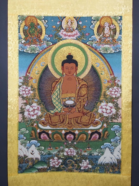 编号:唐卡262 批发中堂唐卡刺绣画 织锦...
