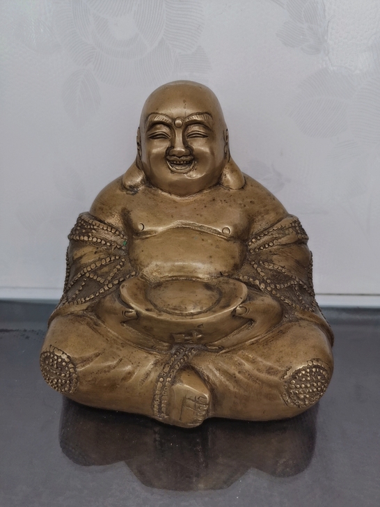 包邮纯铜弥勒佛,几十年的老铜佛像,实物和图...