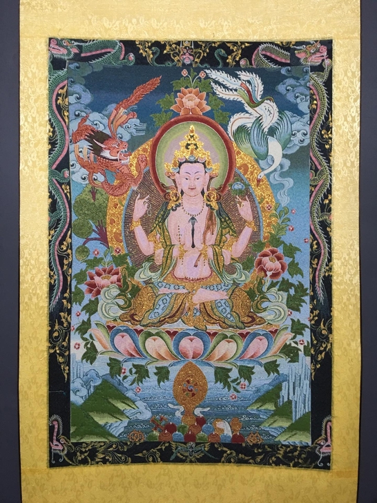 编号:唐卡145 批发中堂唐卡刺绣画 织锦...