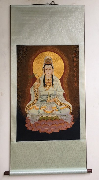 批发中堂刺绣画 织锦绣 机器绣  带画轴刺...