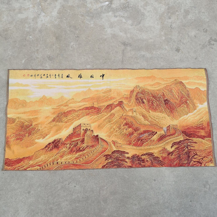 刺绣画中国雄风，万里长城，山水画