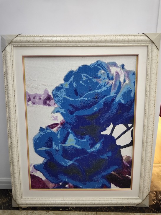 刺绣画,带金粉和框,90*80cm