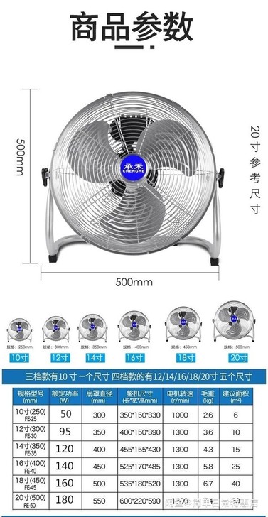 趴地扇强力电风扇大功率工业工地风扇落地扇家...