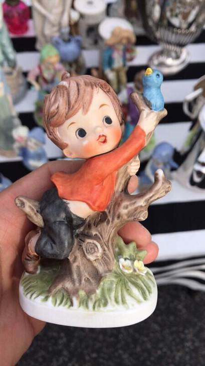 vintage西洋古董漂亮的小男孩瓷偶陶瓷...
