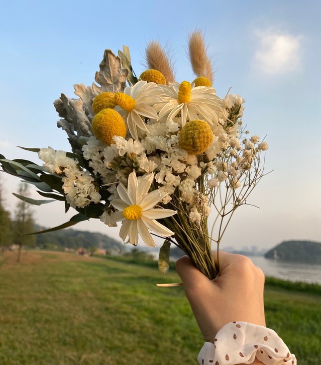 小清新干花花束 永生花松果向日葵玫瑰满天星...