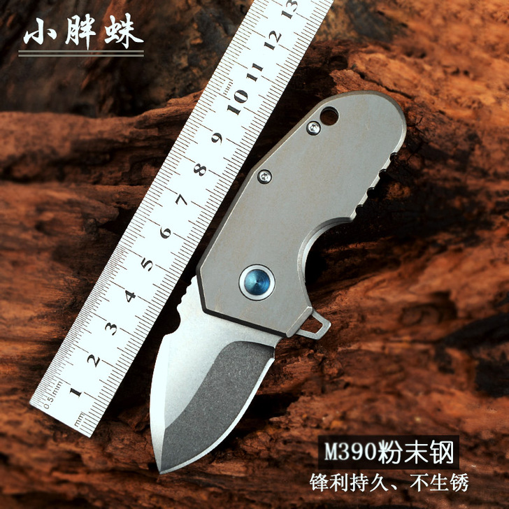 正品m390粉末钢折刀户外防身折叠小刀具钛...