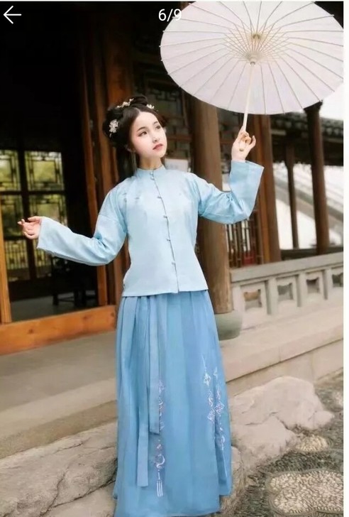 素羽华裳思华年蓝色立领s全新