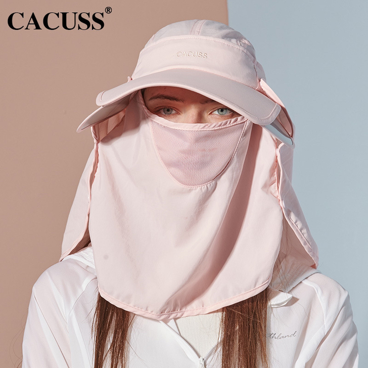 Cacuss户外遮脸防紫外线骑行大头围情侣帽