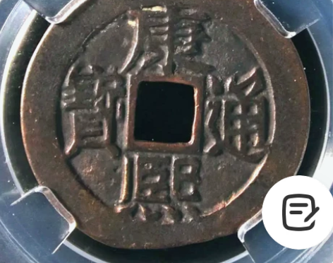 【康熙通宝】满汉东。九级币！版别：角头通长...