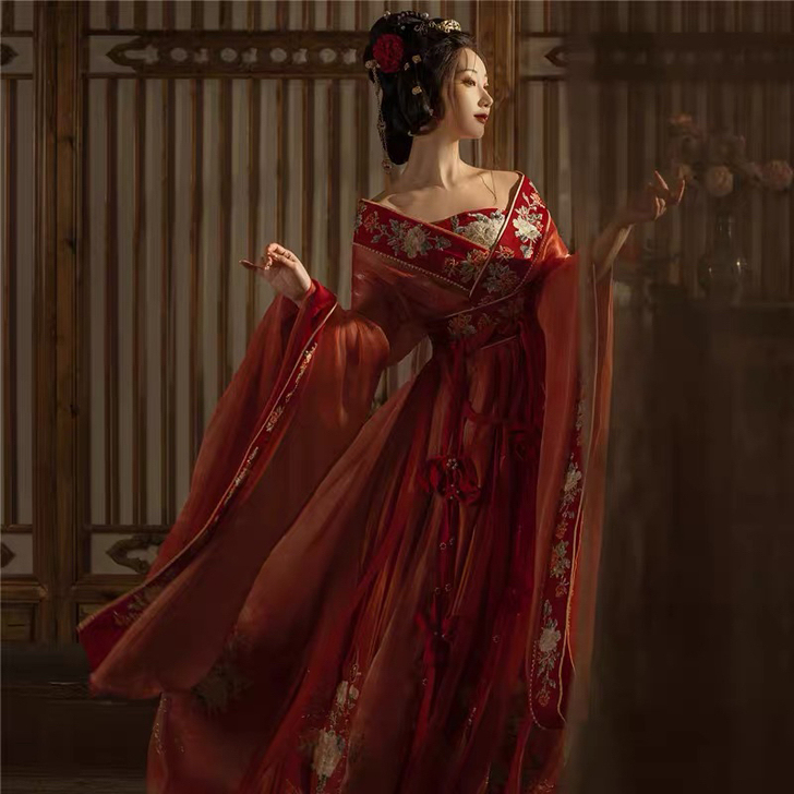 妲己魏晋南北朝汉服女大袖襦重工刺绣花盘金破...