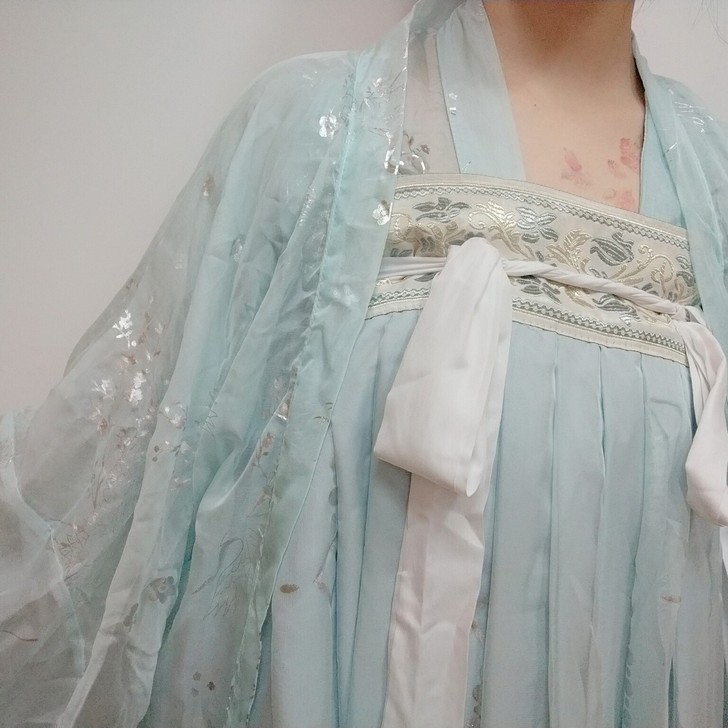 艺缕歌仙鹤齐胸六米摆蓝色汉服