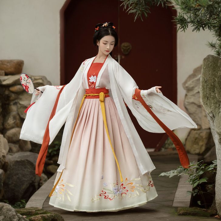 千韵岗凤卿莲汉服女夏季正品原创中国风古装白...