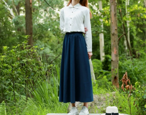 2021棉麻中长款半身裙森女文艺班服裙子春...