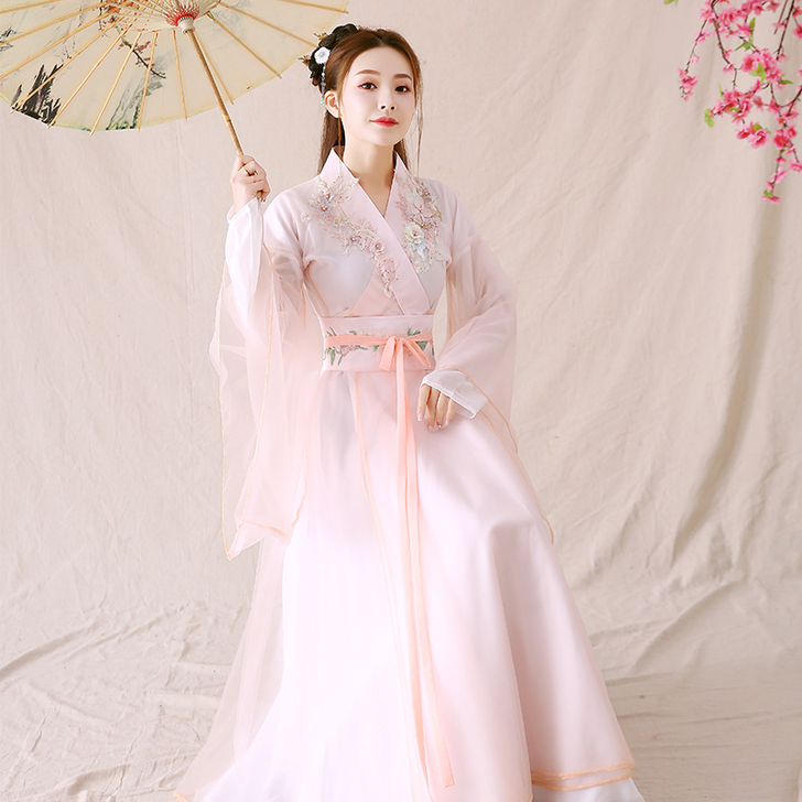古装女改良汉服仙女飘逸古风广袖舞蹈演出服交...