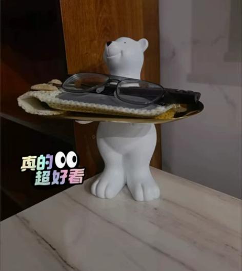 钥匙收纳摆件进门口入户玄关创意北ji熊轻奢...
