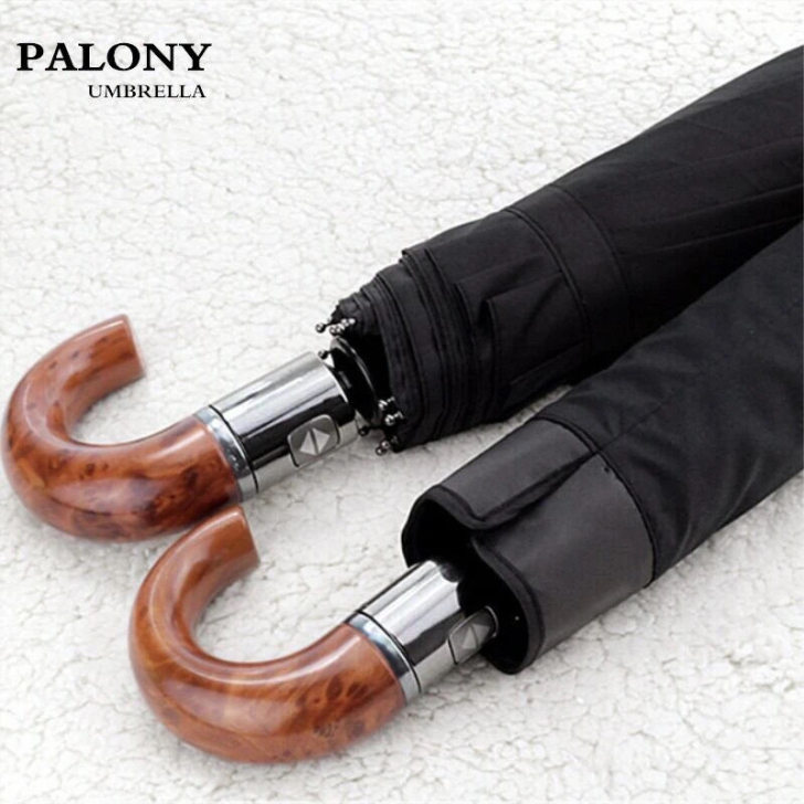 日本PALONY复古雨伞皮仿木柄十骨加大男...